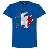 Retake Frankrijk Ripped Flag T-Shirt - Blauw - Kinderen - 10 Years
