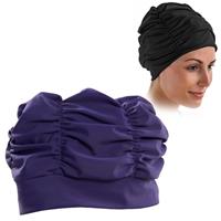 huismerk Vrouwen Earmuffs Geplooide Doek Badkap (Paars)