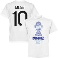 Retake Argentinië Copa America 2021 Winners Messi 10 T-Shirt - Wit