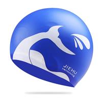 huismerk Uitgebreide versie Dolphin Patroon Siliconen Badmuts voor man en vrouw (blauw)