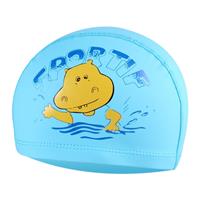 huismerk Kinderen Cartoon Hippo Patroon PU Geco Coated Waterproof Swimming Cap (Gebrek aan Blauw)