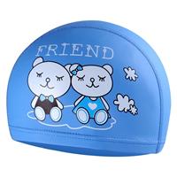 huismerk Kinderen Waterproof Hair Care PU Geco Coated Cartoon Patroon Zwemmen Cap (Blauwe Beer)