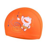 huismerk Kinderen Waterproof Hair Care PU Coated Cute Frog Pattern Swimming Cap (Orange)