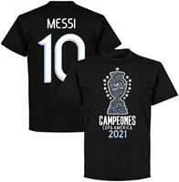 Retake Argentinië Copa America 2021 Winners Messi 10 T-Shirt - Zwart - Kinderen - 10 Years