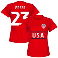 Retake Verenigde Staten Press 23 Team Dames T-Shirt - Rood