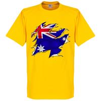 Retake Australië Ripped Flag T-Shirt - Geel - Kinderen - 10 Years