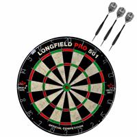 Longfield Games Dartbord set compleet van diameter 45.5 cm met 3x Black Arrow dartpijlen van 23 gram - Sporten darts