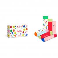 Happy Socks Flower Socks Gift Set 3-Pack - Multifunctionele sokken, wit/rood