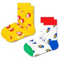 Happy Socks Kid's Bunny & Carrot Socks 2-Pack - Multifunctionele sokken, oranje/wit