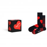 Happy Socks I Heart You Socks Gift Set 2-Pack - Multifunctionele sokken, zwart/rood