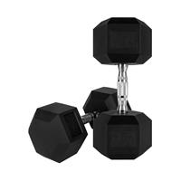 Ryzor Hexagon Dumbell - 17,5 Kg - Rubber - Zwart - 1 Paar