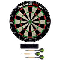 Longfield Games Dartbord Longfield professional 45.5 cm met 3x goede kwaliteit dartpijltjes - Darten voor thuis - Voordeelset