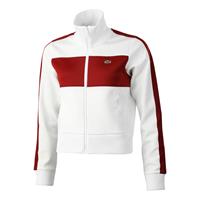 Lacoste Damen Trainingsjacke mit hohem Kragen und Colourblock - Weiß / Burgunder 