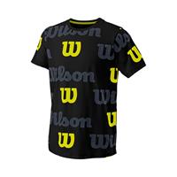 wilson All Over Logo Tech T-Shirt Jungen - Schwarz, Mehrfarbig