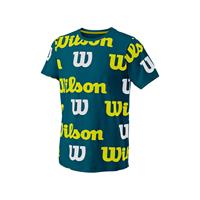 wilson All Over Logo Tech T-Shirt Jungen - Blau, Mehrfarbig