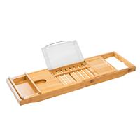 Hi Luxe bamboe badplank uitschuifbaar/verstelbaar 70-105 x 22 x 4 cm - Houten plank voor het bad