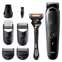 Braun Haar- und Bartschneider Multi-Grooming-Kit 3 MGK3345, 7-in-1 Barttrimmer und Haarschneider, 5 AufsÃtze