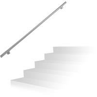 RELAXDAYS Handlauf, 201er Edelstahl, matt, rundes TreppengelÃnder, innen & auÃŸen, 200 cm, Ã 38 mm, mit Halterung, silber