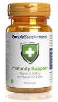 Simply Supplements Immunity Support - Vitamin C mit Vitamin D2 & Zink - 60 Kapseln