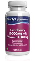 Simply Supplements Cranberry 12.000mg mit Vitamin C 80mg - 120 Tabletten