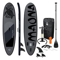 ECD Germany Aufblasbares Stand Up Paddle Board Maona 308x76x10 cm Schwarz aus PVC