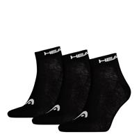 Head Unisex Quarter Socken, 3er Pack - Baumwollmix, einfarbig, Schwarz