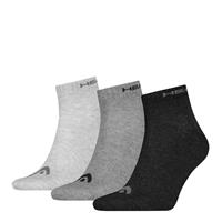 Head Unisex Quarter Socken, 3er Pack - Baumwollmix, einfarbig, Grau Mix
