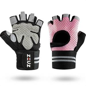 ZEUZ Sport & Fitness Handschoenen Dames - Krachttraining Artikelen - Gym & Crossfit Training - Roze & Zwart aat M