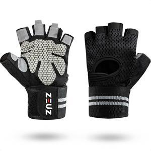 ZEUZ Sport & Fitness Handschoenen Heren & Dames - Krachttraining - Crossfit - Grijs & Zwart aat Xl