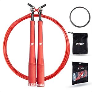ZEUZ Professioneel Crossfit & Fitness Springtouw - Verstelbaar peed Rope - Volwassenen r-2 - Rood