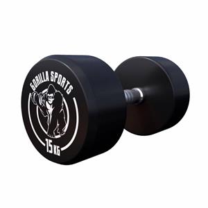 Dumbellset - Halterset - 2 x 15 kg - Gietijzer (rubber coating) - Met logo - Gorilla Sports