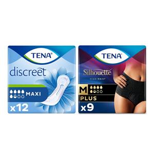TENA Combi Product:  Lady Discreet Maxi +  Silhouette Plus - High Waist - Noir - Medium