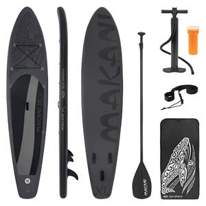 Ecd germany Aufblasbares Stand Up Paddle Board Makani XL 380x80x15 cm Schwarz aus PVC