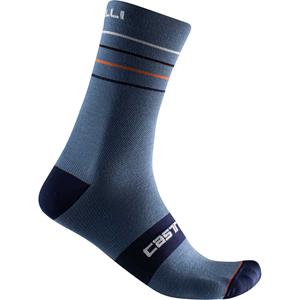 Castelli Endurance 15 Sock SS22 - Light Steel Blue-Pop Orange-White}