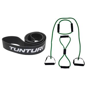 Tunturi Fitness Set - Weerstandsband Zwart - Extra Heavy - Tubing Set Groen