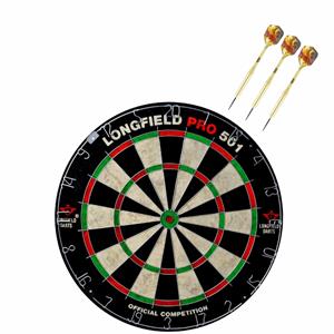 Longfield Games Dartbord set compleet van diameter 45.5 cm met 3x Bulls dartpijlen van 23 gram - Professioneel darten pakket