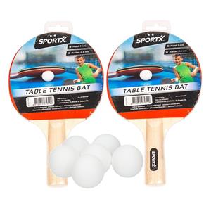 Sportx Tafeltennis Ping Pong set 2 batjes en 6 balletjes - Pingpong set voor de recreatieve speler