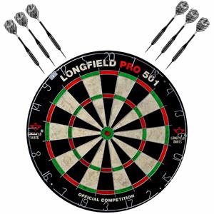 Longfield Games Dartbord set compleet van diameter 45.5 cm met 6x Black Arrow dartpijlen van 25 gram - Sporten darts