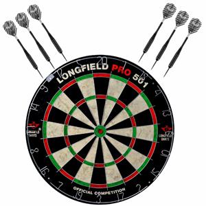 Longfield Games Dartbord set compleet van diameter 45.5 cm met 6x Black Arrow dartpijlen van 23 gram - Sporten darts