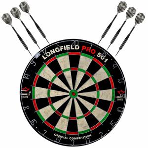 Longfield Games Dartbord set compleet van diameter 45.5 cm met 6x Black Arrow dartpijlen van 21 gram - Sporten darts