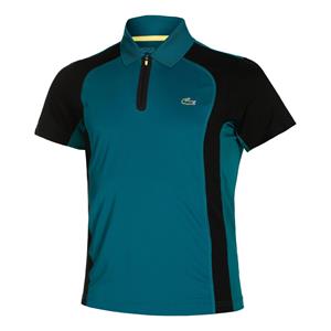 Lacoste Thermoregulierendes Herren Tennis-Poloshirt aus Piqué Lacoste Sport - Blau / Grün / Blau / Gelb 