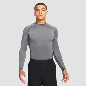 Nike pro dri-fit mock compressie sportshirt grijs heren heren