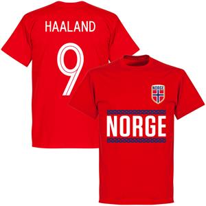 Retake Noorwegen Haaland 9 Team T-Shirt - Rood - Kinderen