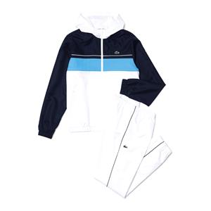 Lacoste Herren Lacoste Sport Trainingsanzug mit Colourblock - Navy Blau / Blau / Weiß 