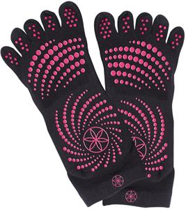 Gaiam Grippy Yoga Socks - Anti-slip Yogasokken - Zwart / Roze - S/M