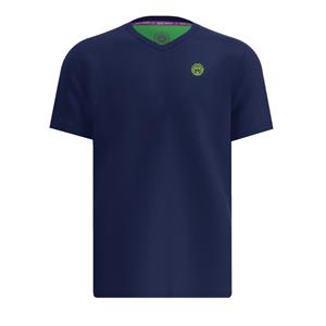 BIDI BADU Crew Inside Out V-Neck Tennisshirt Herren DBLLM - dark blue, lime