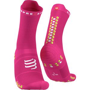 Hohe Damensocken COMPRESSPORT - Pro Racing Socks V4.0 Run High XU00046B_360 Fluo Pink/Primerose