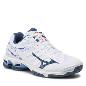 Mizuno Wave Voltage Volleybalschoenen Wit/DarkDenim/BlauwJasper Dames/Heren 