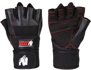 Gorilla Wear Dallas Wrist Wrap Handschoenen - Fitness Handschoenen - Zwart / Rode Stiksels - 3XL
