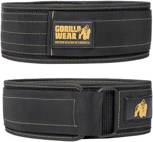 Gorilla Wear 4 Inch Nylon Lifting Belt - Zwart / Goud - L/XL